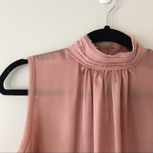 Zara Dusty Rose Pink Satin High Neck Blouse - Picture 4 of 9